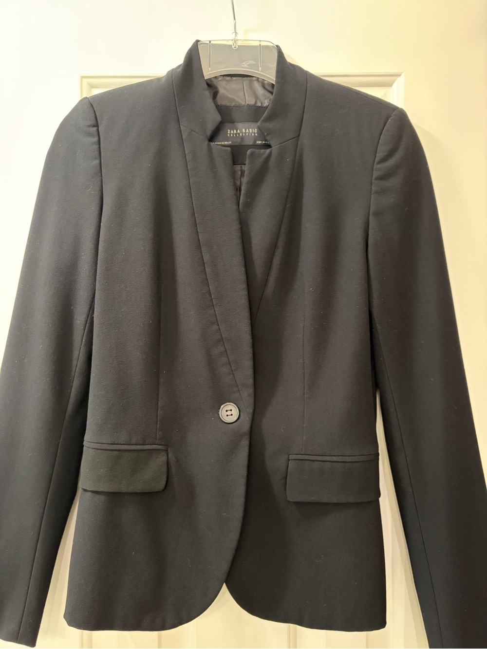 Zara Black Single-Button Notchless Blazer